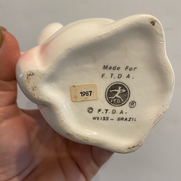 VINTAGE 1980s CERAMIC BUNNY VASE/FTD/WEISS/BRAZIL Hand Painted - Picture 8 of 11